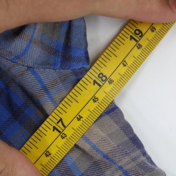 AX Armani Exchange Flannel Shirt Womens Blue Plaid Button Down Collared XS - Picture 9 of 10